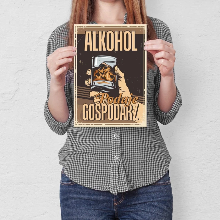 Poster metal alkohol podaje gospodarz gift