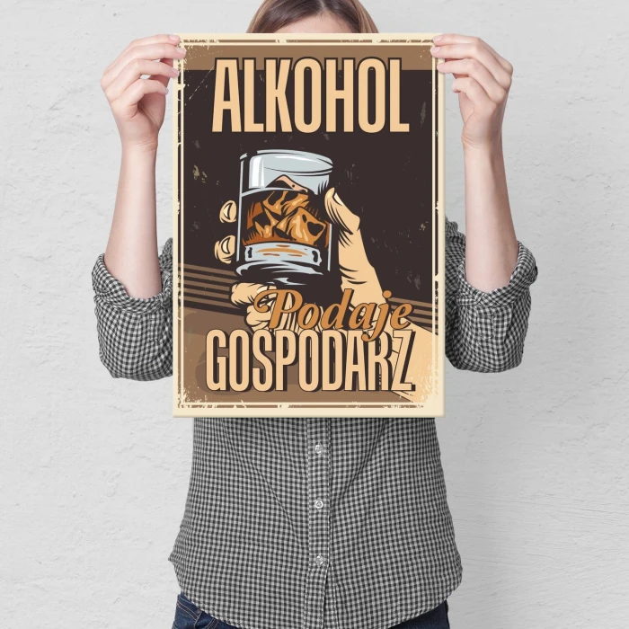 Poster metal alkohol podaje gospodarz gift