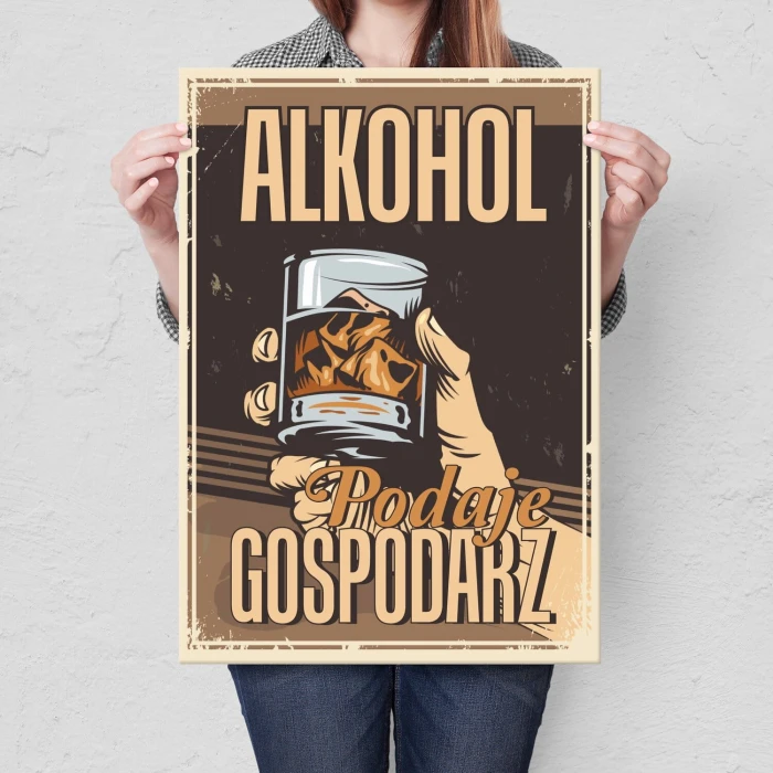 Plakat metalowy alkohol podaje gospodarz Prezent