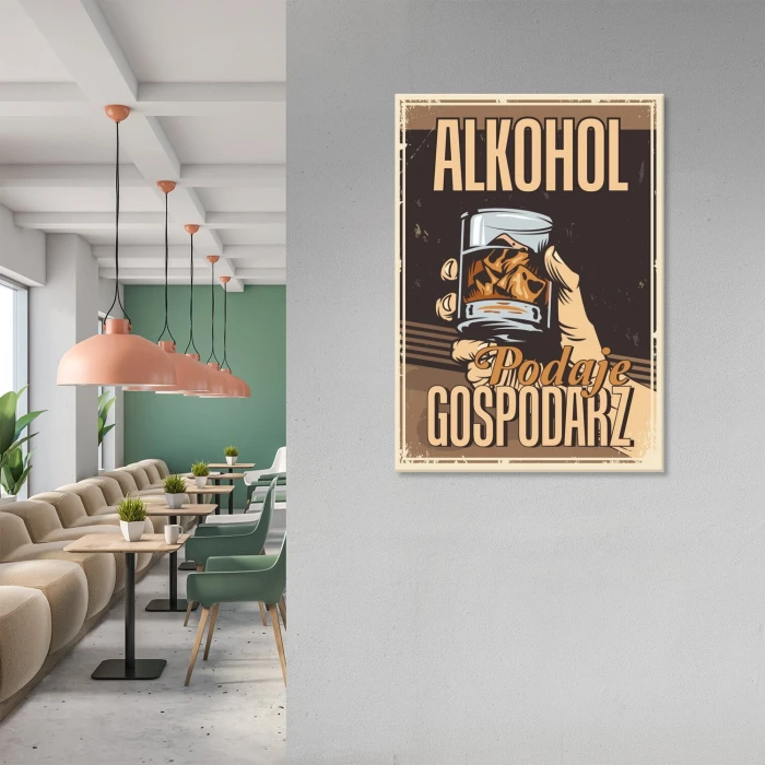 Plakat metalowy alkohol podaje gospodarz Prezent