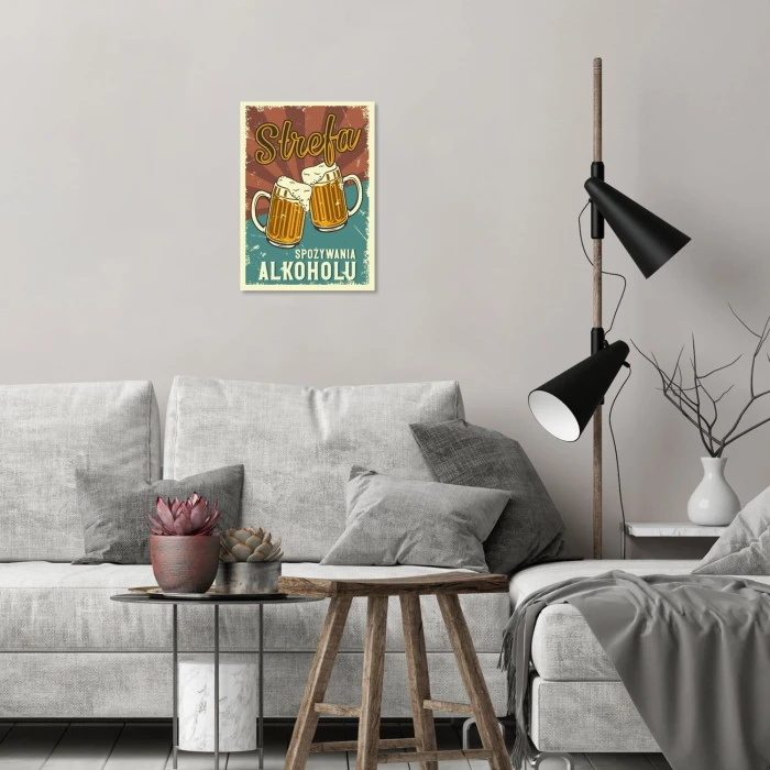Plakat metalowy Strefa alkoholu Prezent