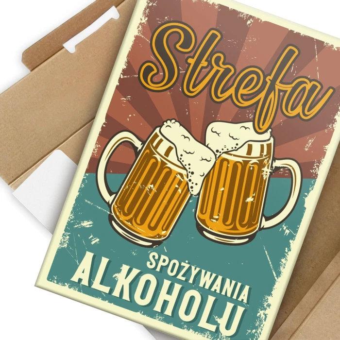 Plakat metalowy Strefa alkoholu Prezent