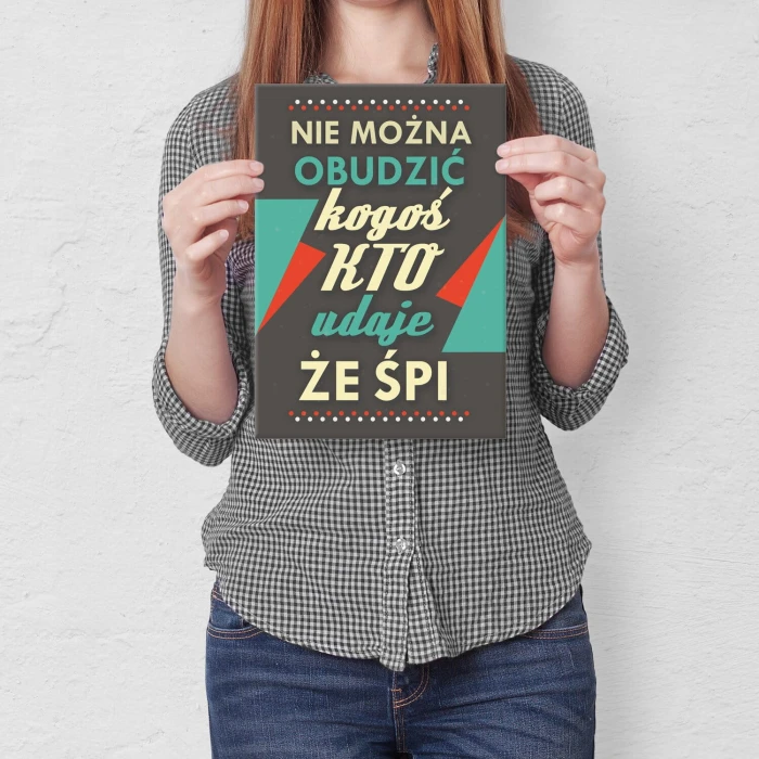 Plakat metalowy Nie można obudzić Prezent