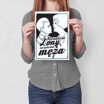 Plakat metalowy Szczęście żony Prezent