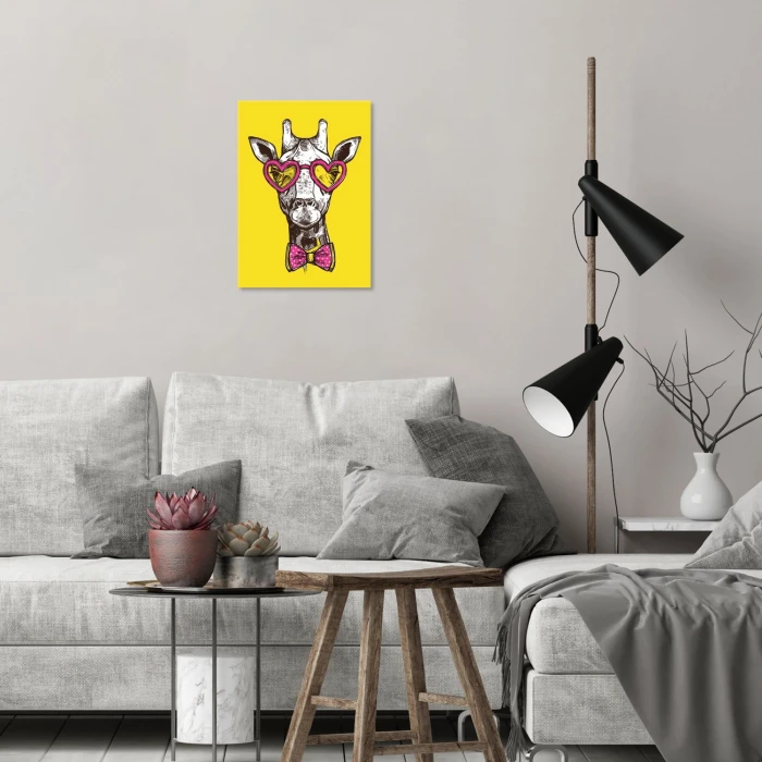 Plakat metalowy Hipsterska żyrafa Prezent