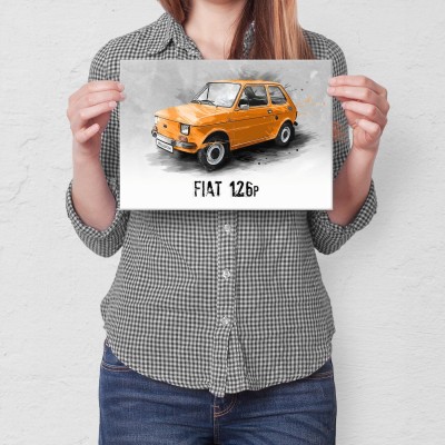 Plakat metalowy Polski Fiat Maluch 126p Prezent