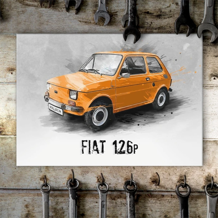 Plakat metalowy Polski Fiat Maluch 126p Prezent