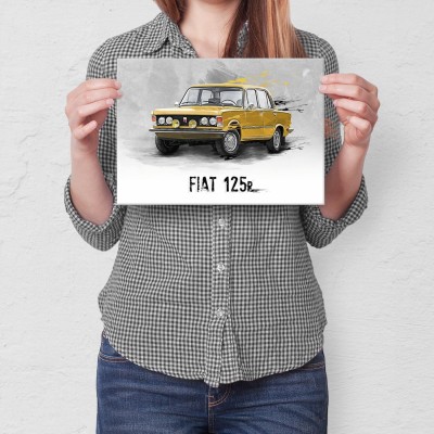Poster metal Duży Fiat 125P FSO Legenda gift