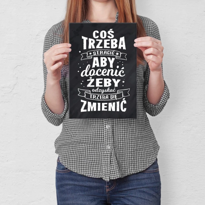 Plakat metalowy coś trzeba stracić Prezent