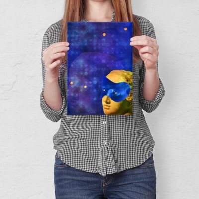 Plakat metalowy popart masked woman Prezent