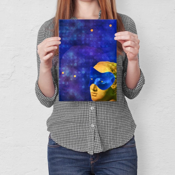 Plakat metalowy popart masked woman Prezent