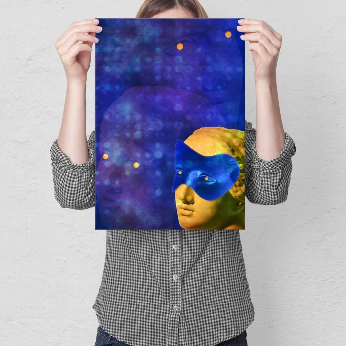 Poster metal popart masked woman gift