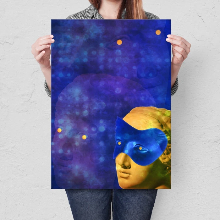 Poster metal popart masked woman gift