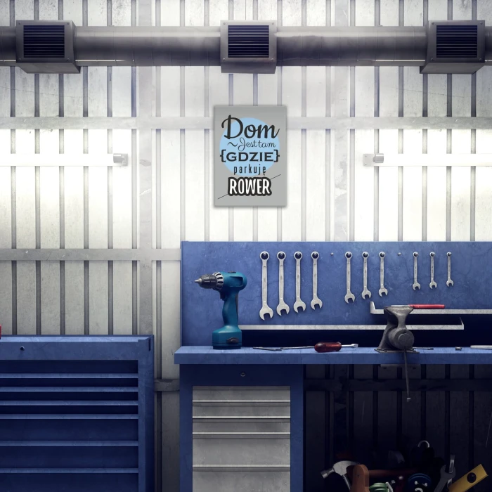 Plakat metalowy Dom jest tam rower Prezent