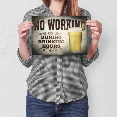 Plakat metalowy No working Prezent