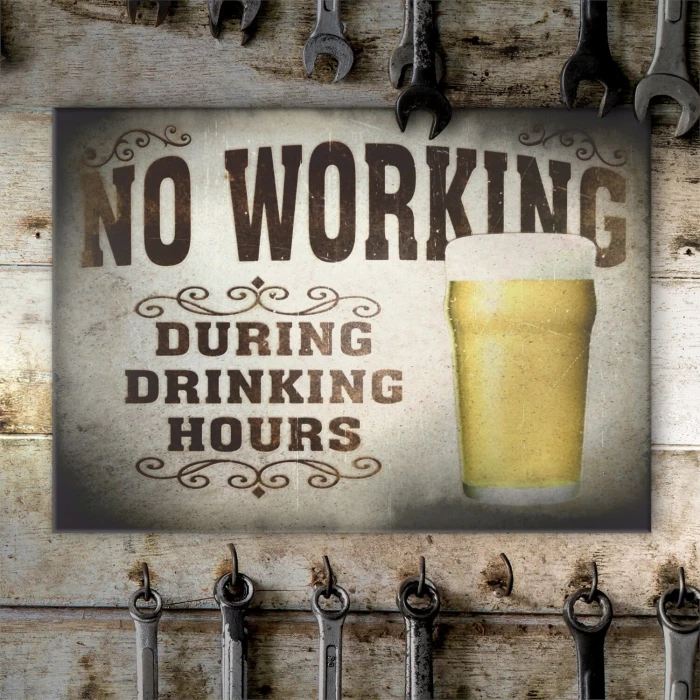 Plakat metalowy No working Prezent