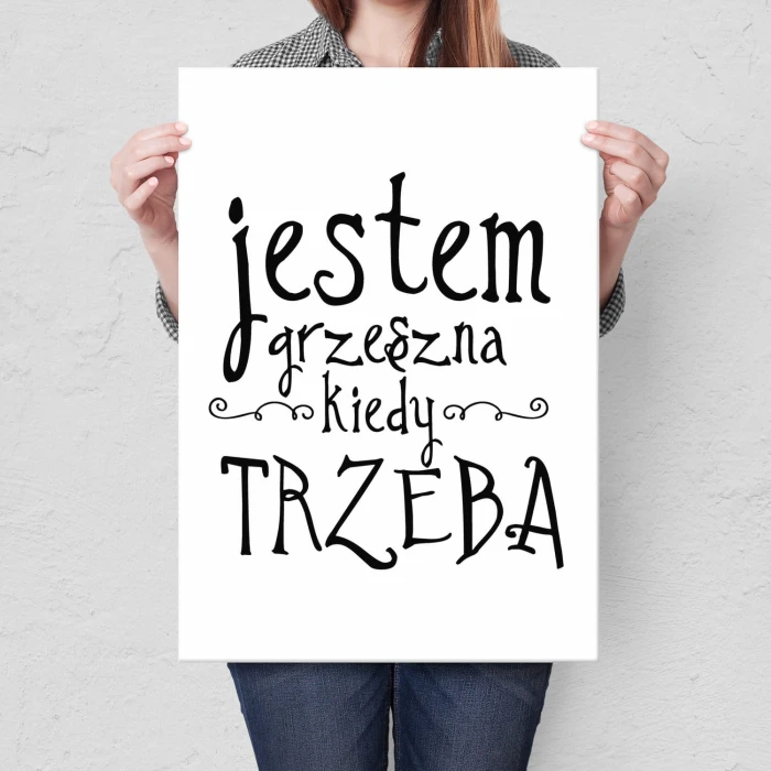 Plakat metalowy Jestem grzeszna Prezent