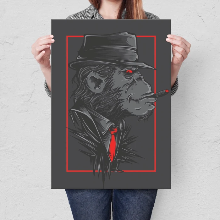 Plakat metalowy Goryl z mafii Prezent