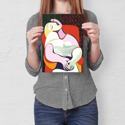 Plakat metalowy Koralowa kobieta Prezent