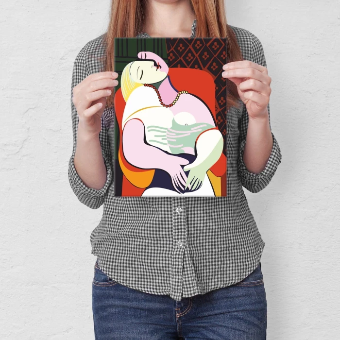 Plakat metalowy Koralowa kobieta Prezent