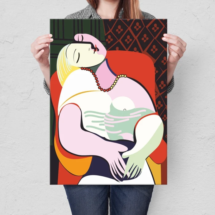 Plakat metalowy Koralowa kobieta Prezent