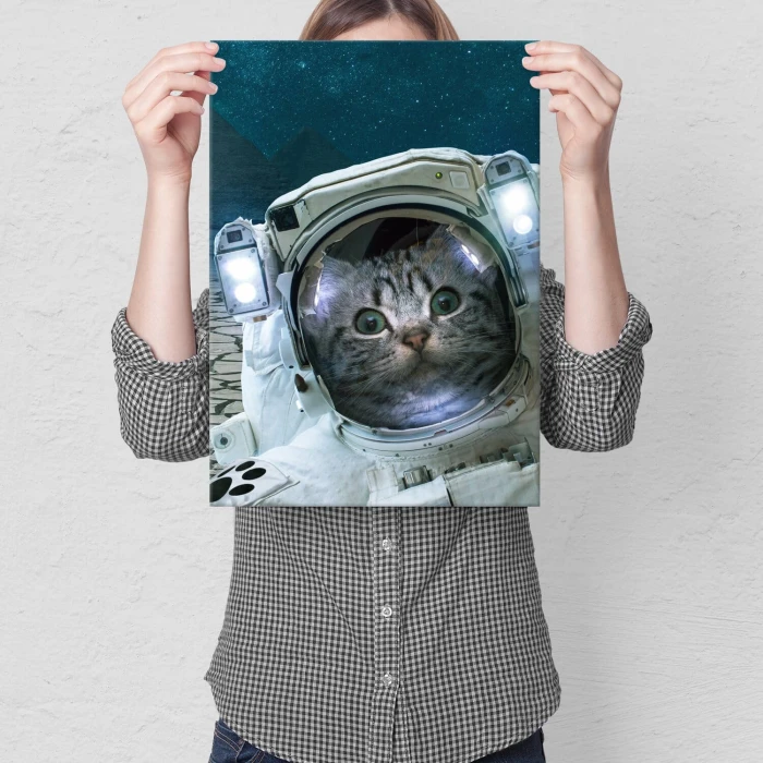 Plakat metalowy CAT IN SPACE Prezent