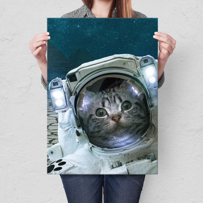 Plakat metalowy CAT IN SPACE Prezent