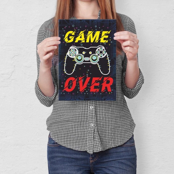 Plakat metalowy GAME OVER POSTER Prezent