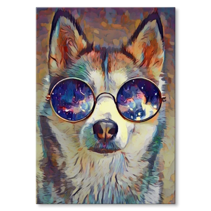 Plakat metalowy wolf with glass Prezent