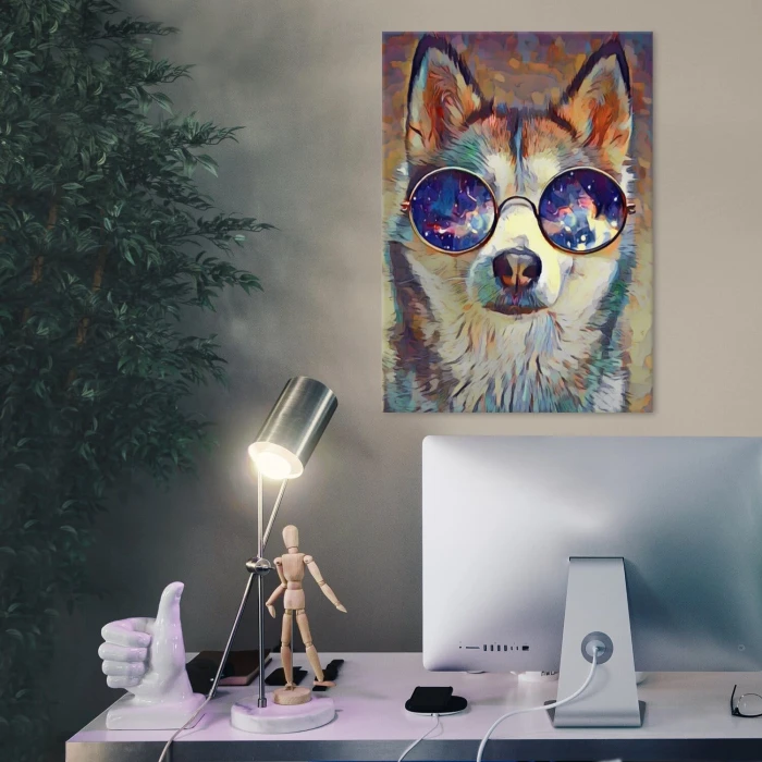 Plakat metalowy wolf with glass Prezent