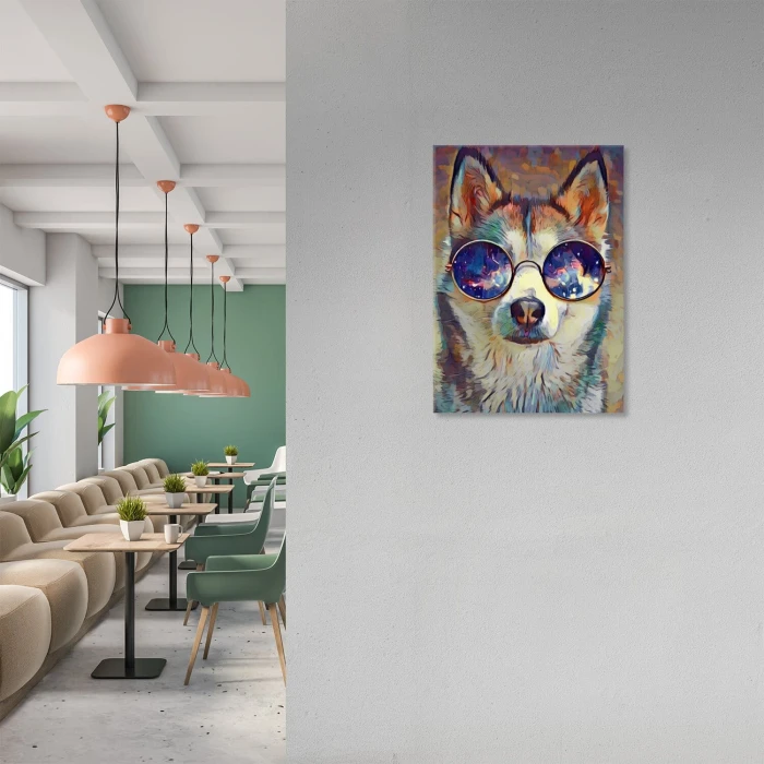 Plakat metalowy wolf with glass Prezent