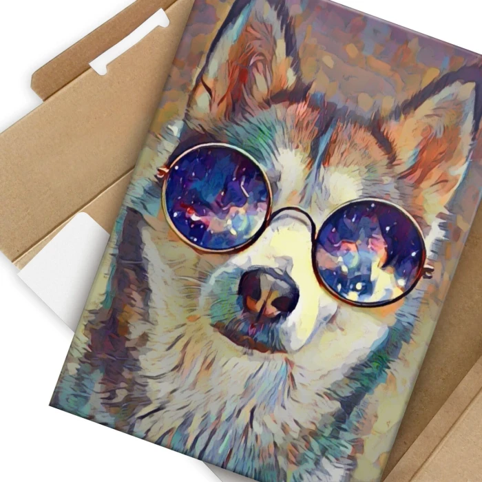 Plakat metalowy wolf with glass Prezent