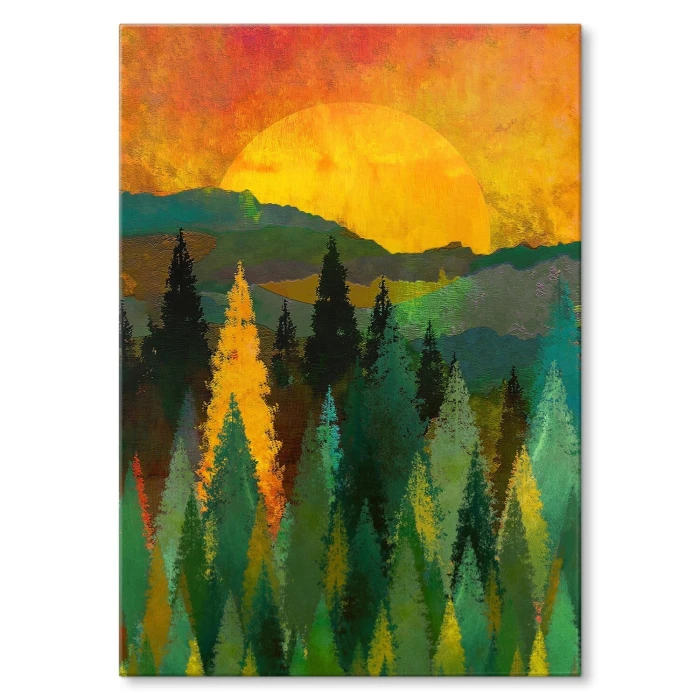 Plakat metalowy forest sunrise Prezent