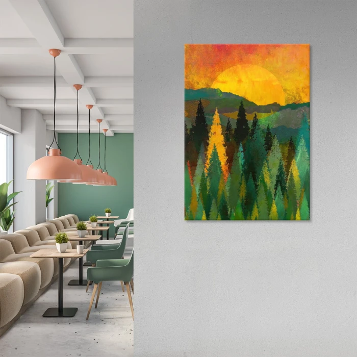 Poster metal forest sunrise gift