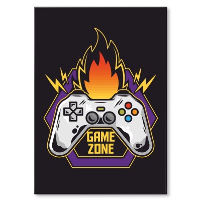 Plakat metalowy game zone fire Prezent