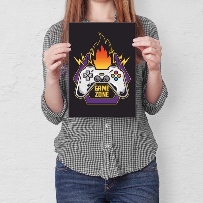 Plakat metalowy game zone fire Prezent