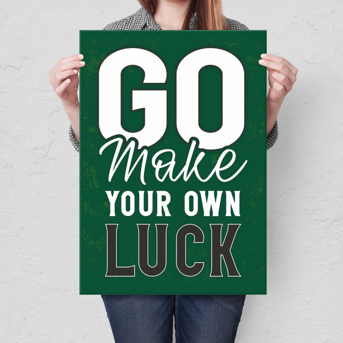 Plakat metalowy make your luck Prezent