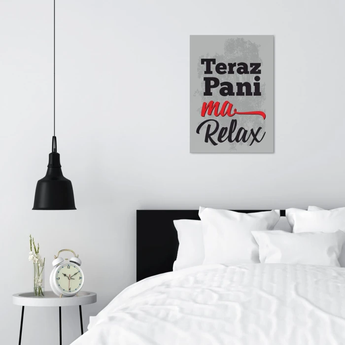 Plakat metalowy teraz pani ma relax Prezent