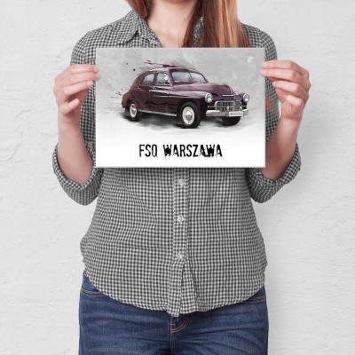Plakat metalowy Warszawa FSO Legenda PRL Prezent