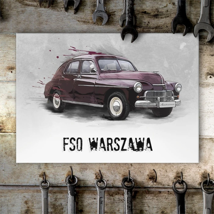 Plakat metalowy Warszawa FSO Legenda PRL Prezent