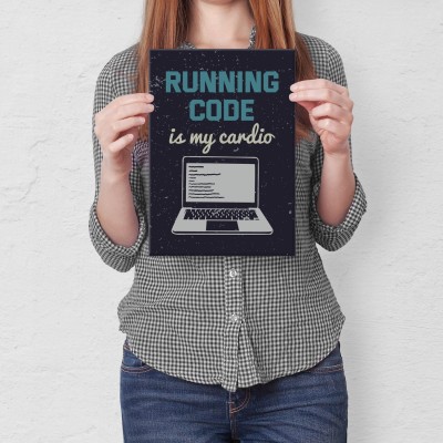 Plakat metalowy running code Prezent