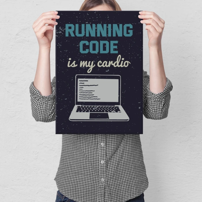 Plakat metalowy running code Prezent