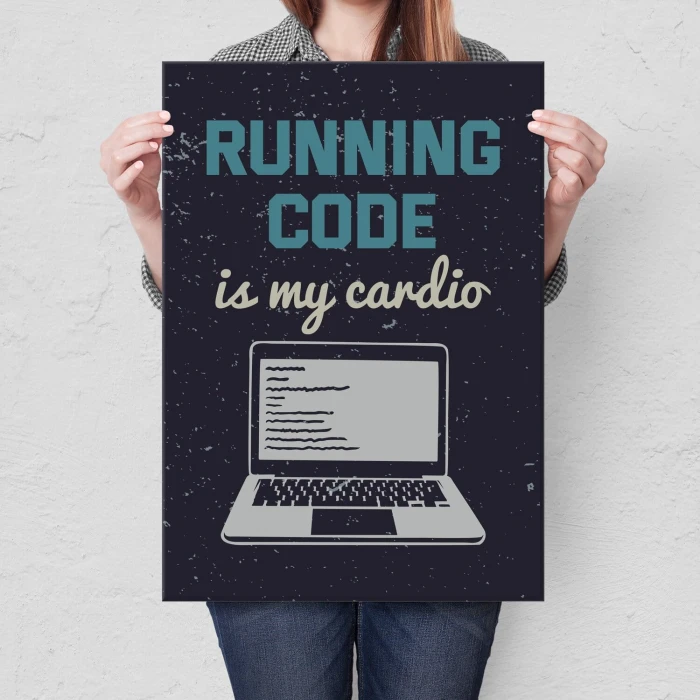 Plakat metalowy running code Prezent