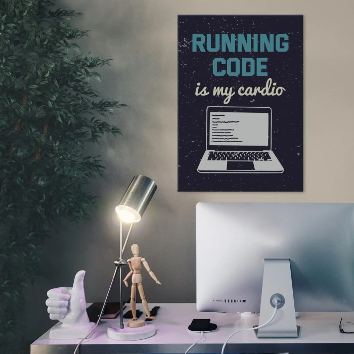 Plakat metalowy running code Prezent