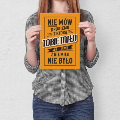 Plakat metalowy Nie mów drugiemu Prezent
