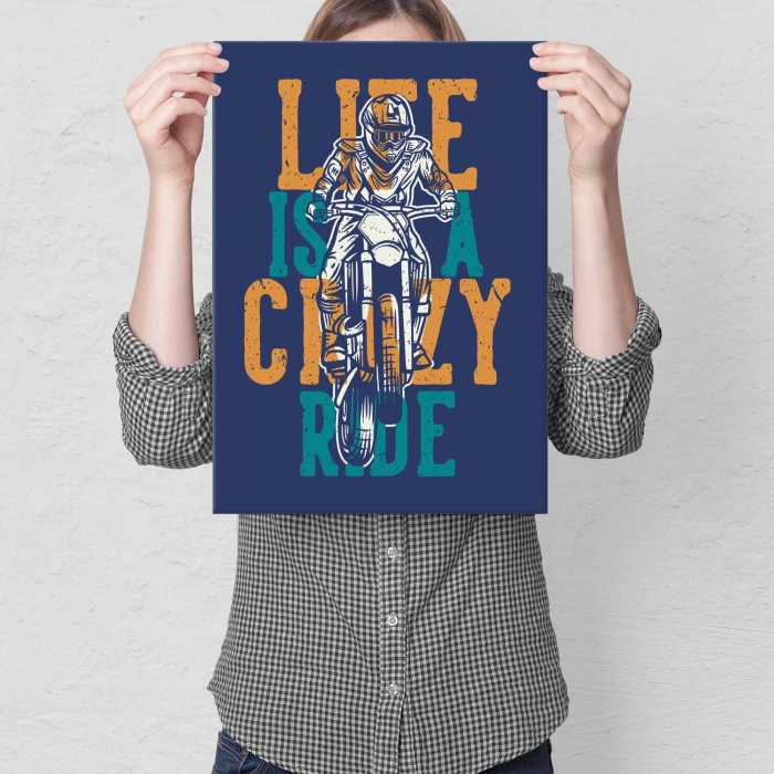 Plakat metalowy crazy ride bike Prezent