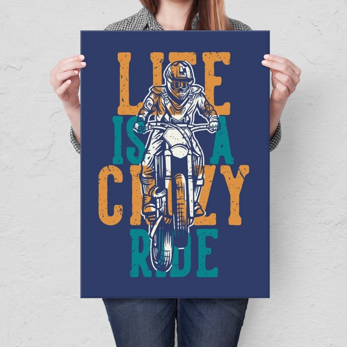 Plakat metalowy crazy ride bike Prezent