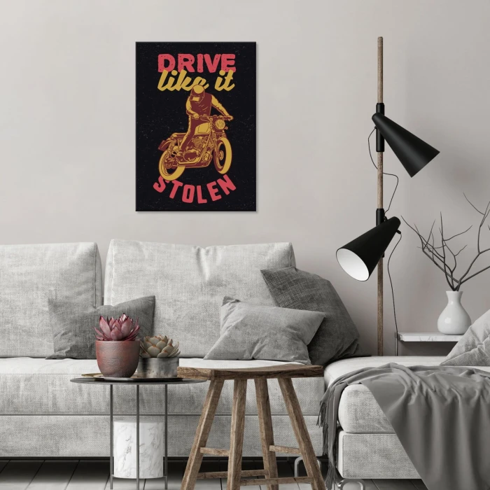 Plakat metalowy drive like it stolen Prezent