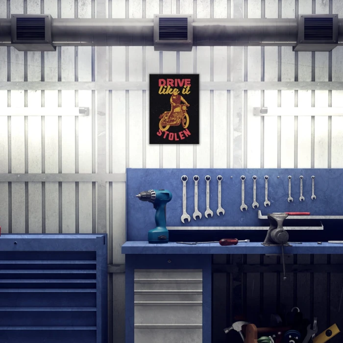 Plakat metalowy drive like it stolen Prezent