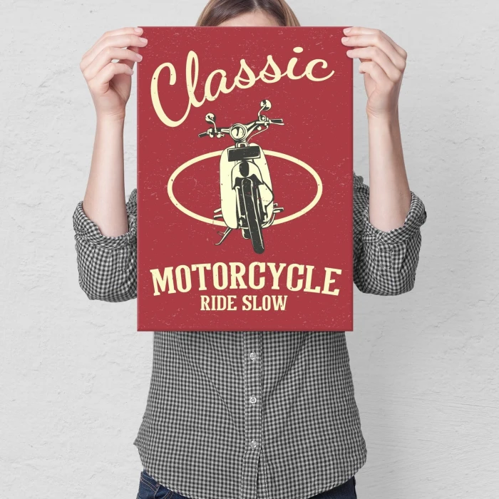 Plakat metalowy classic ride slow Prezent